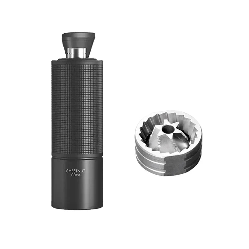 Manuelle Kaffeemühle C3ESP mit Stahl-Kegelmahlwerk – Metallgehäuse, 25 g Kapazität, einstellbarer Mahlgrad